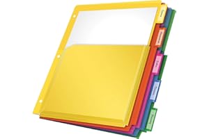 Oxford Expanding Plastic Binder Dividers, Works with 3 Ring Binder, Flexible Front Pockets Expand, 5 Tab, Durable Plastic, Insertable Multicolor Tabs, Letter Size, 3 Sets (89604)