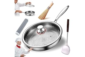 Titanium Frying Pan,8.66"-12.6" 100% Pure Titanium Frying Pan,Hammered Design,Non-Stick & Scratch-Resistant,Heat-Resistant,Su