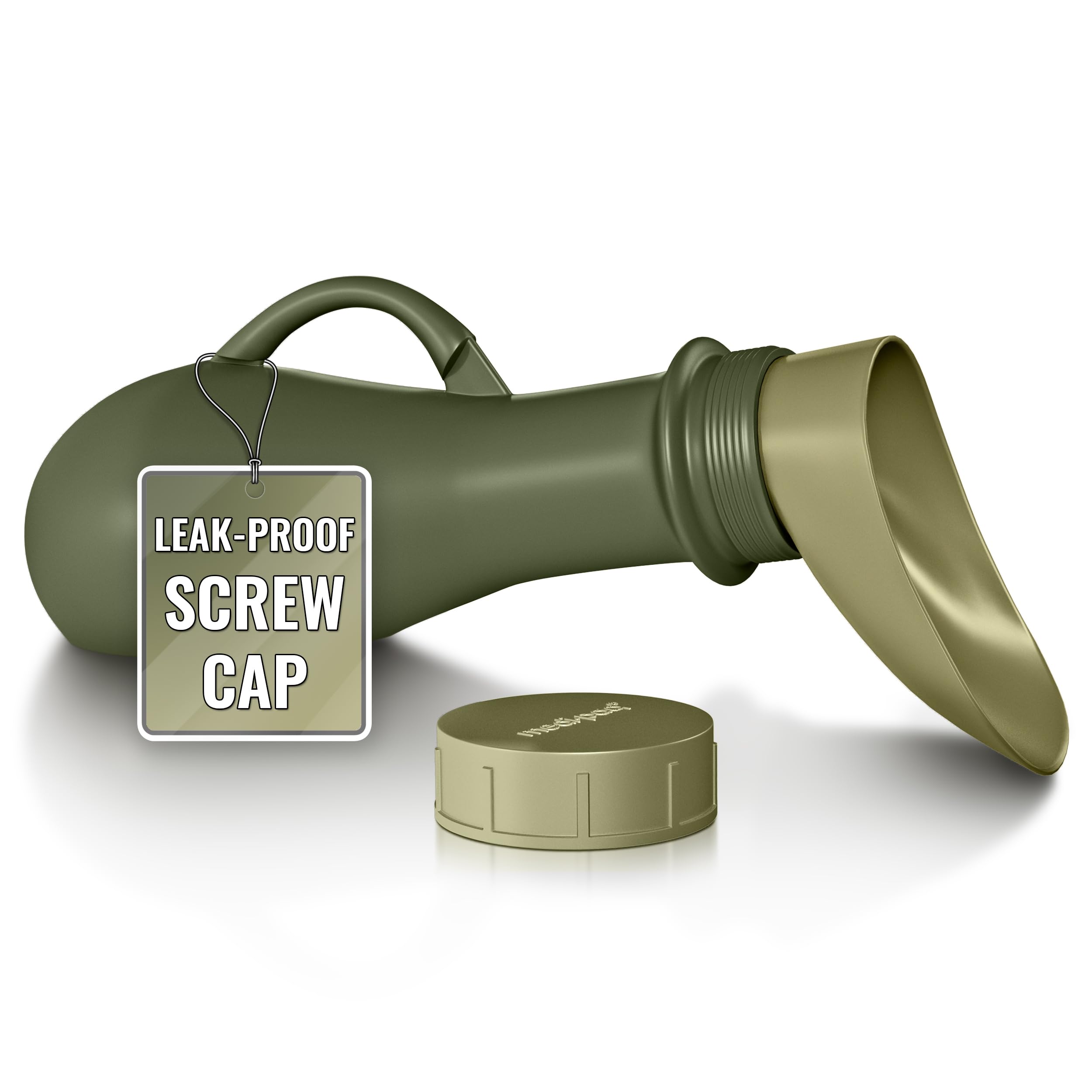 Medipaq Portable Urinal – 1.2L Urine Bottles Male & Female Urinal – Pee Bottle for Men – Travel Urine Bottles - Army Green