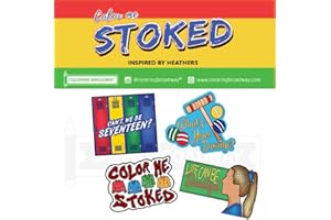 THE COLORING PROJECT Coloring Broadway - Color Me Stoked Musical Inspired by Heathers Broadway Theater Stickers, Musical Merchandise, Die-Cut & Bubble Free Vinyl Stickers (3" x 3" - Set of 4)