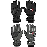Lewtemi 2 Pairs Waterproof Mens Ski Gloves Winter Warm Mens Gloves for Skiing Motorcycling Outdoor Activities