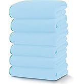 TENSTARS Silk Hemming Hand Towels for Bathroom - Quick Drying - Ultra Soft Microfiber Absorbent Towel for Bath Fitness, Gym, Shower, Hotel, and Spa - 16x28 Inch | Set of 6, Aquamarine