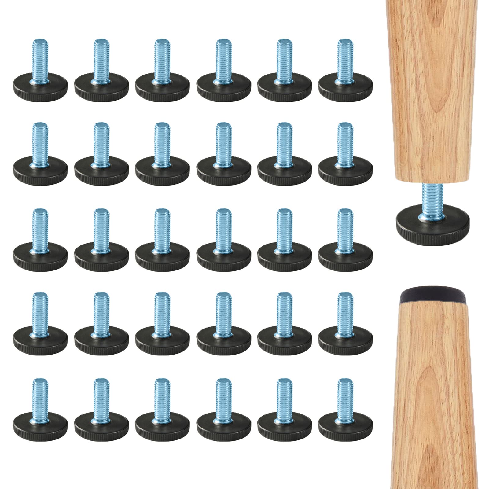 Photo 1 of WAFJAMF 32 PCS M6 Thread Adjustable Furniture Levelers Screw in Threaded, Adjustable Levelers Feet Screw On Furniture Glide Leveling for Table, Chair, Furniture Legs