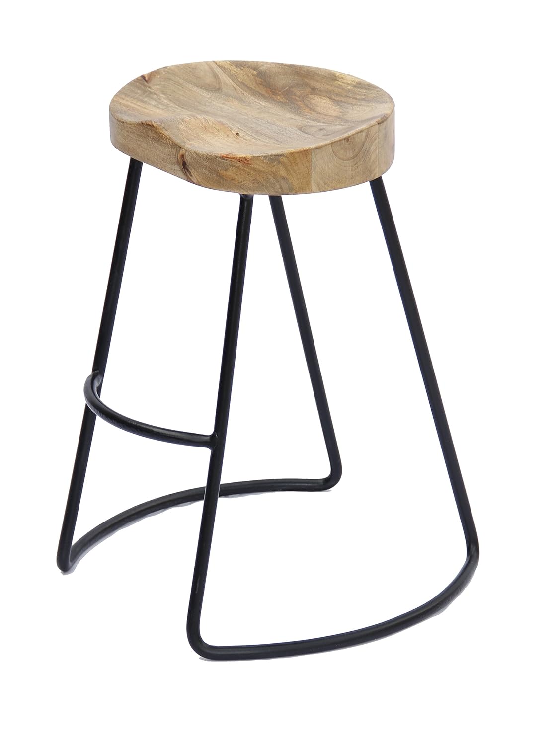 Best Classic Solid Wood Saddle-Seat Kitchen Counter Stool With Foot Plate With Padded Seat