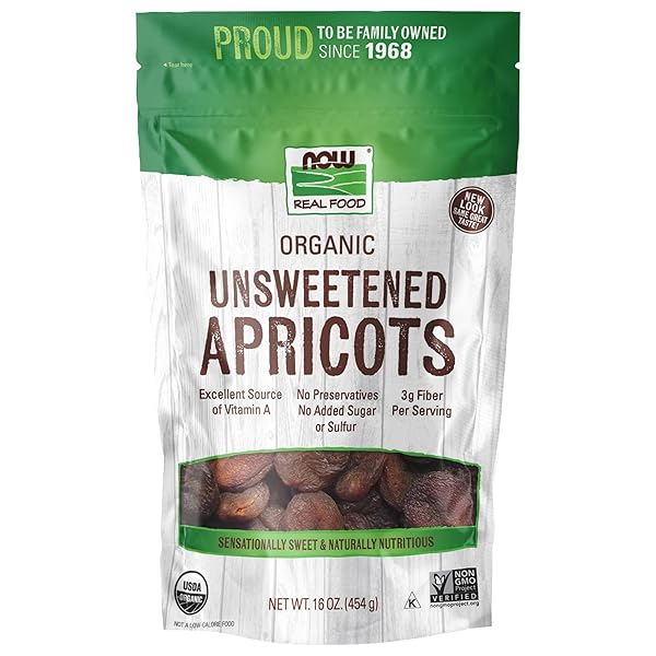 NOW FOODS, ORGANIC DRIED APRICOTS, UNSWEETENED, NO PRESERVATIVES,...