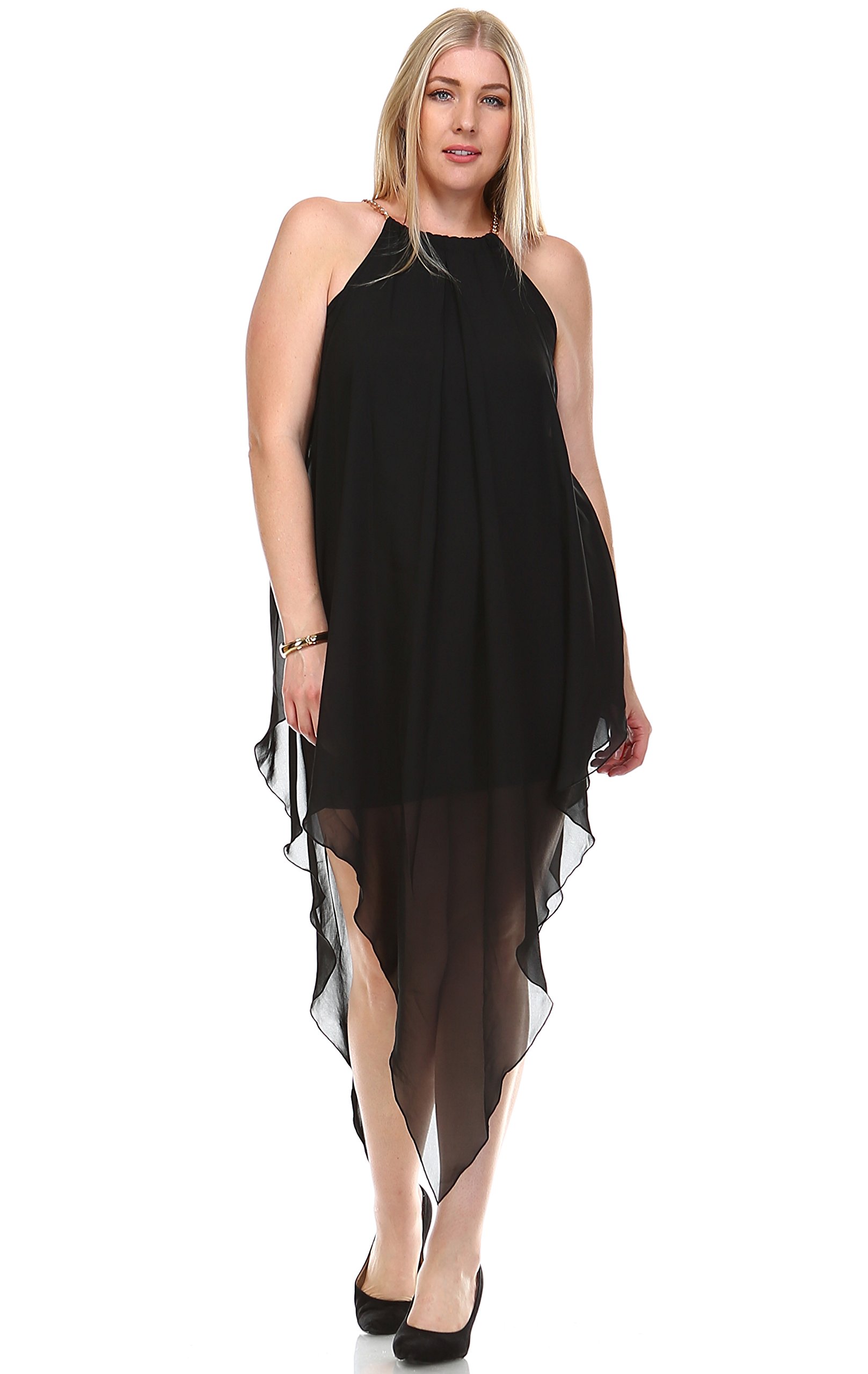Zoozie LA Women's Plus Size Cocktail Dresses Asymmetrical Hem with Gold Chains