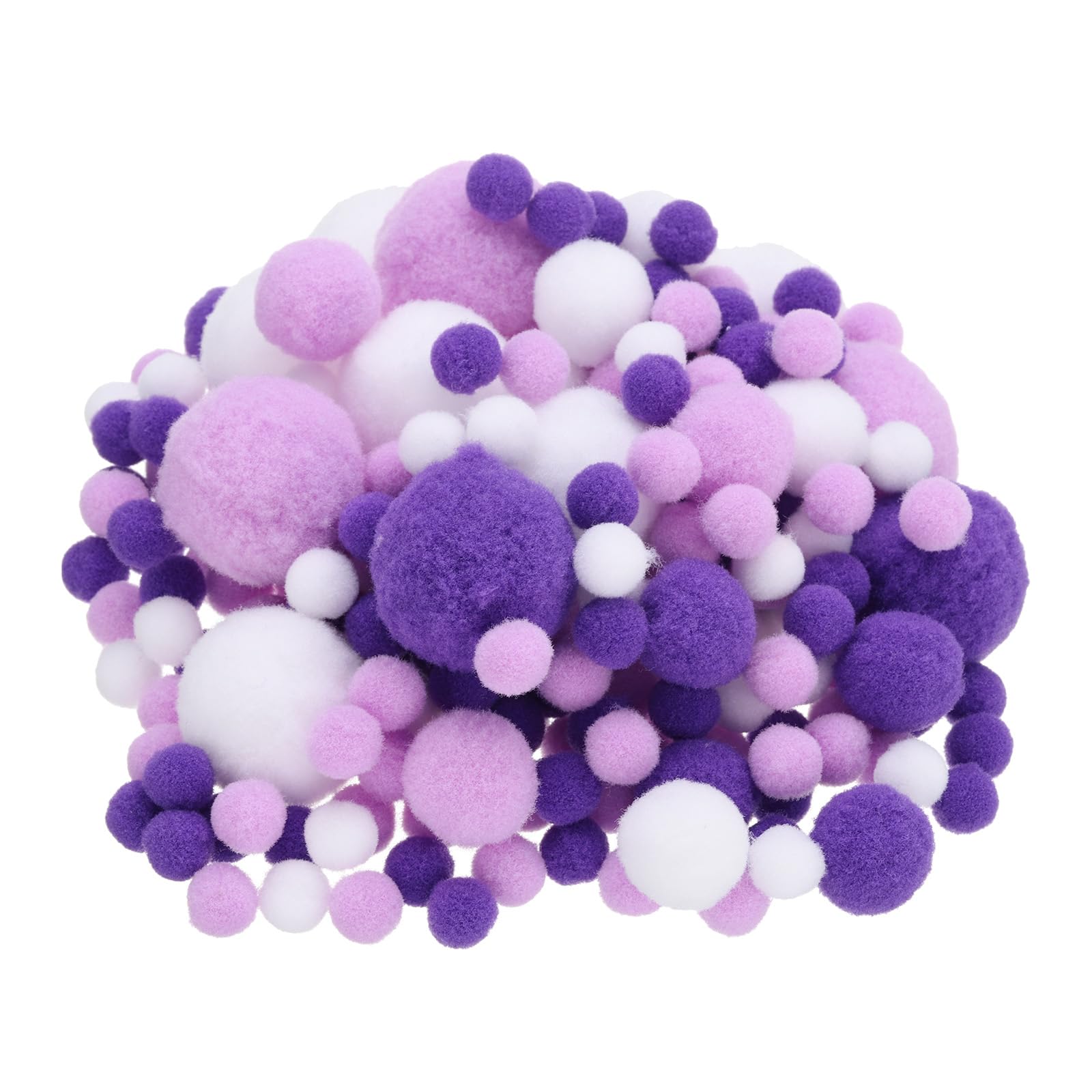 PATIKIL Assorted Size Pom Poms for Crafts, 130Pcs Fuzzy Pastel Pom Pom Balls for Art Supplies DIY Creative Craft Material Handicraft Decorations, Dark Purple, Purple, White