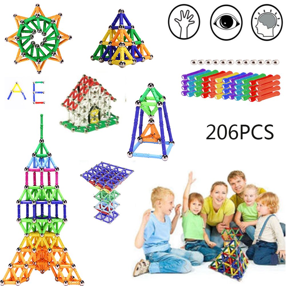 Blocs de Construction 206 Pièces Magnétique Bâtons Educational Toys Set (206pcs)
