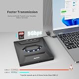 Alxum Type-C USB 3.0 External DVD Drive CD Burner Writer SD Card Reader Ports view 2