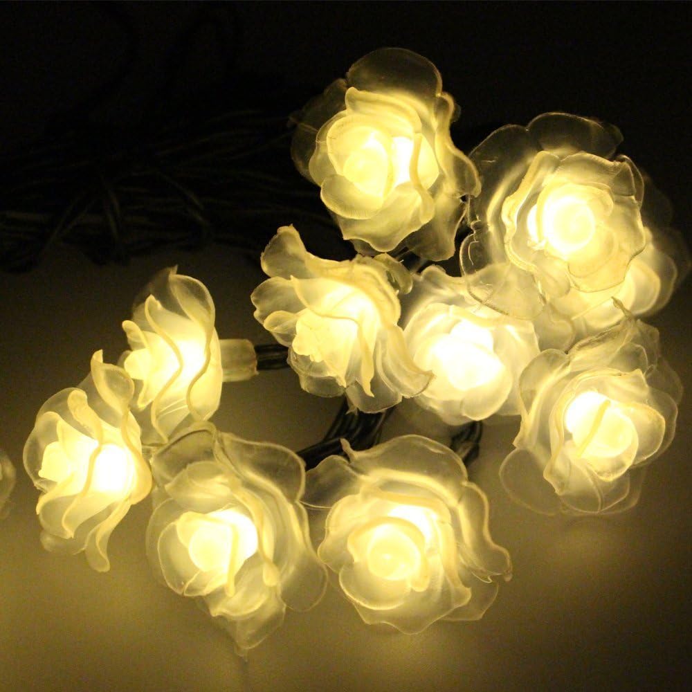 WONFAST Solar Flower String Lights, Waterproof 20LED Rose