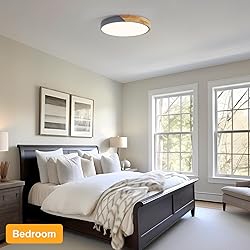 Vikaey Modern LED Ceiling Light, Minimalist Wood