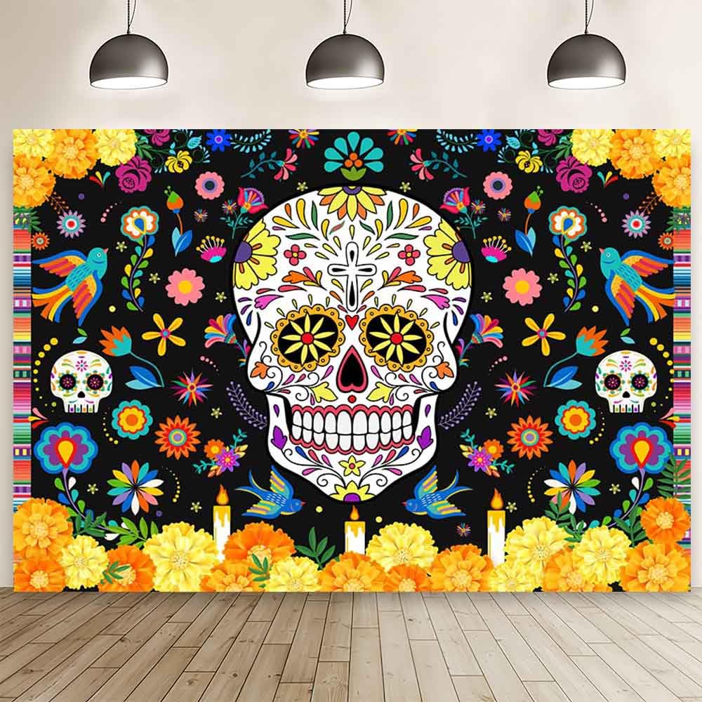 MEHOFOND 7x5ft Day of The Dead Backdrop Sugar Skull Dia De Los Muertos ...