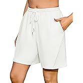 Quenteen Women's Athletic Shorts High Waisted Bermuda Casual Cotton Sweat Short Running Walking