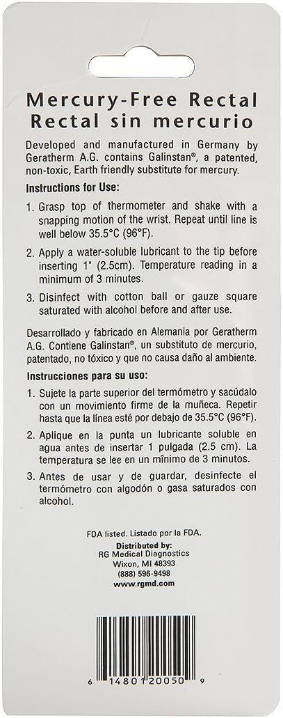 Geratherm Mercury Free Rectal Thermometer for Temperature Measurement: Health & Personal Care