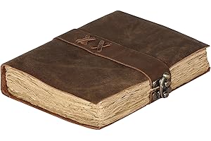 Vintage Leather Journal Handmade Buffalo Deckle Edge Paper – Leather Bound Journal for Women Men Vintage C-Lock Closure Ideal