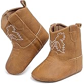 HsdsBebe Baby Boys Girls Western Cowboy Boots Infant Moccasins High Top Booties Toddler Soft Sole Non-Slip First Walker Crib Shoes