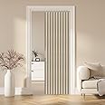 AJAZZ 100% Blackout Magnetic Door Curtain Accordion Doors Interior Folding Closet Door Curtain Invisible Applicable Bedroom Room Living Room Doorway （Cream Yellow 42" W x 78" L 1 Panel