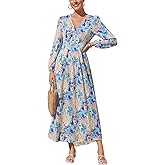 Maxigerui Women's Long Sleeve Floral Maxi Dress 2026 Spring Summer Wedding Guest Dress