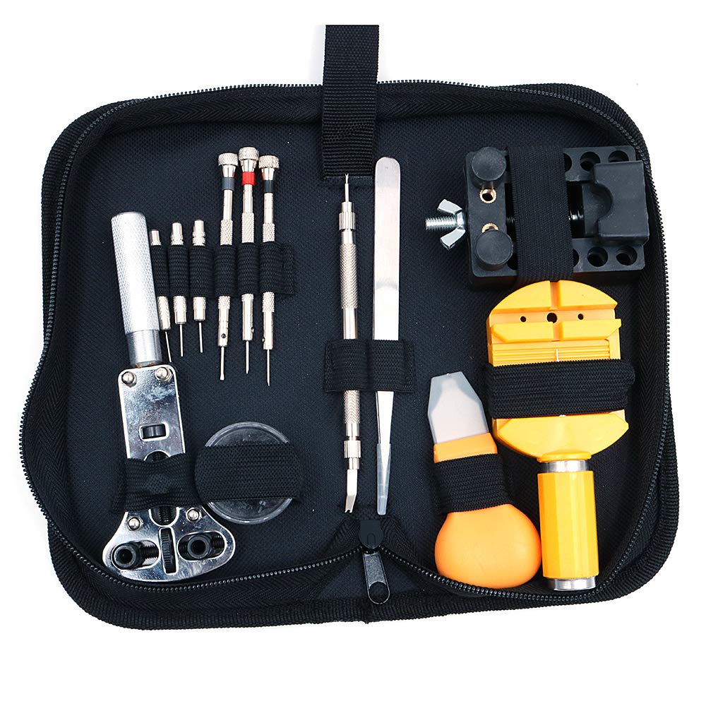 Shiwaki 13 Kits Watch Repair Kit Watch Case Opener Spring Bar Repair Tools Watch Band Link Pin Tools Carry Case