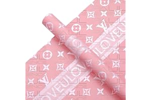 PAUL VALENCE 20-Sheet Flower Wrapping Paper, Floral Waterproof Bouquet Wrapping Paper for Flowers, F DIY Craft, (Love Pink)