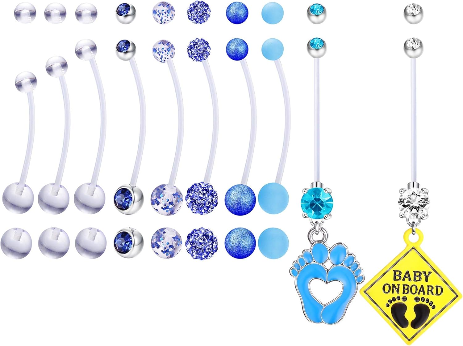 BodyBonita 10pcs Pregnancy Belly Button Rings 14G Clear Flexible