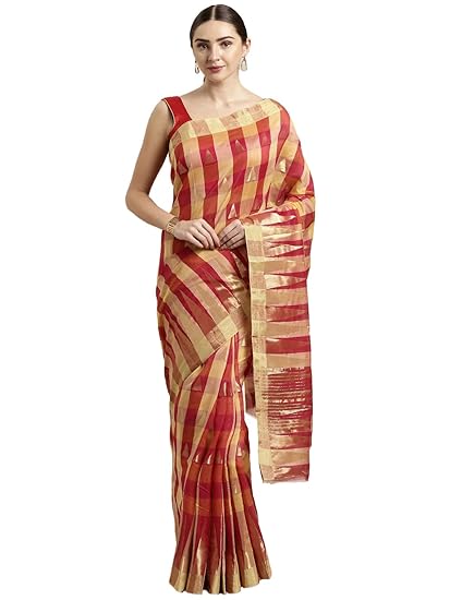 Womens Blended Cotton Saree (CCOPSC14080; Multicolor)