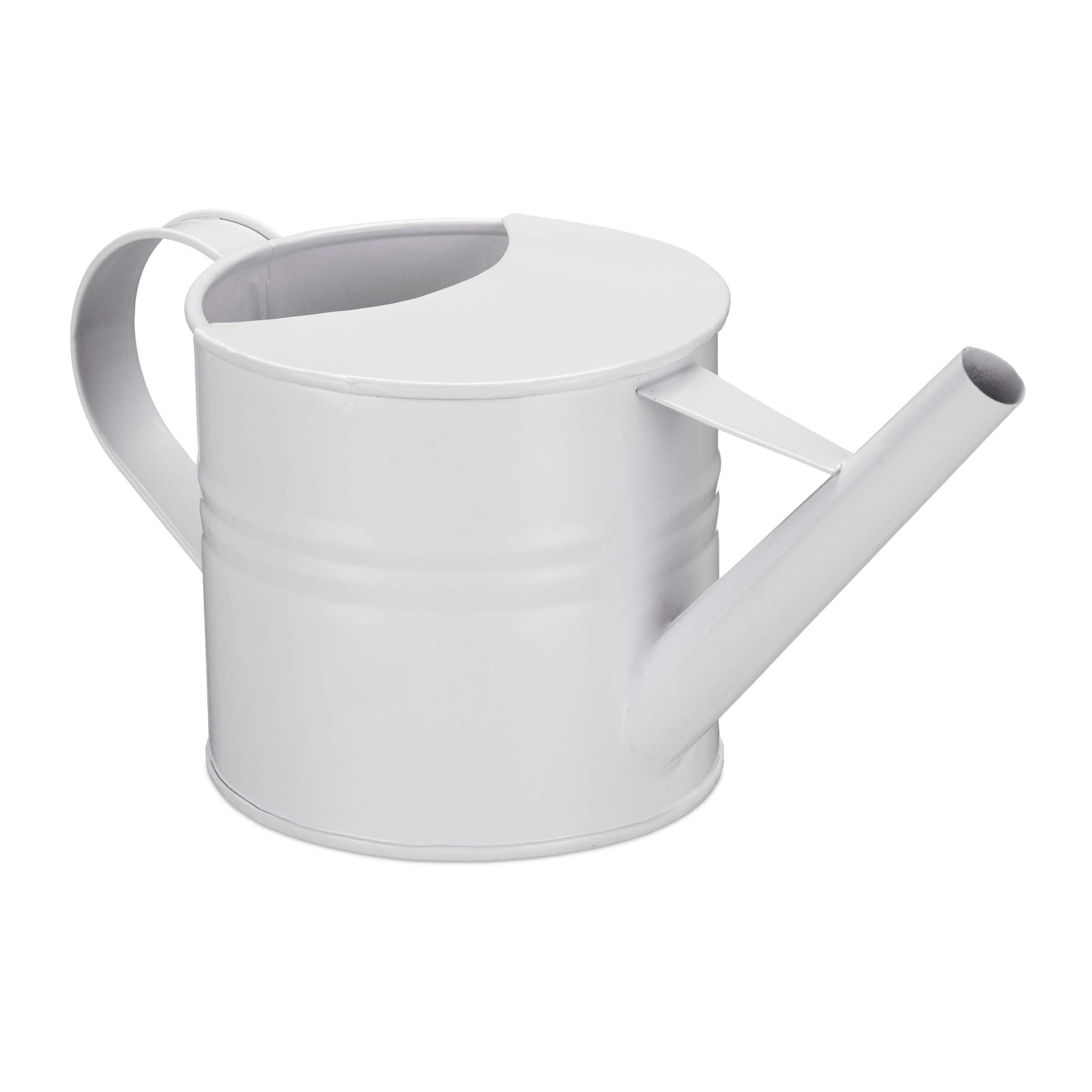 Relaxdays Vintage Watering Can, 1.3 L, White Metal, Indoor Plants