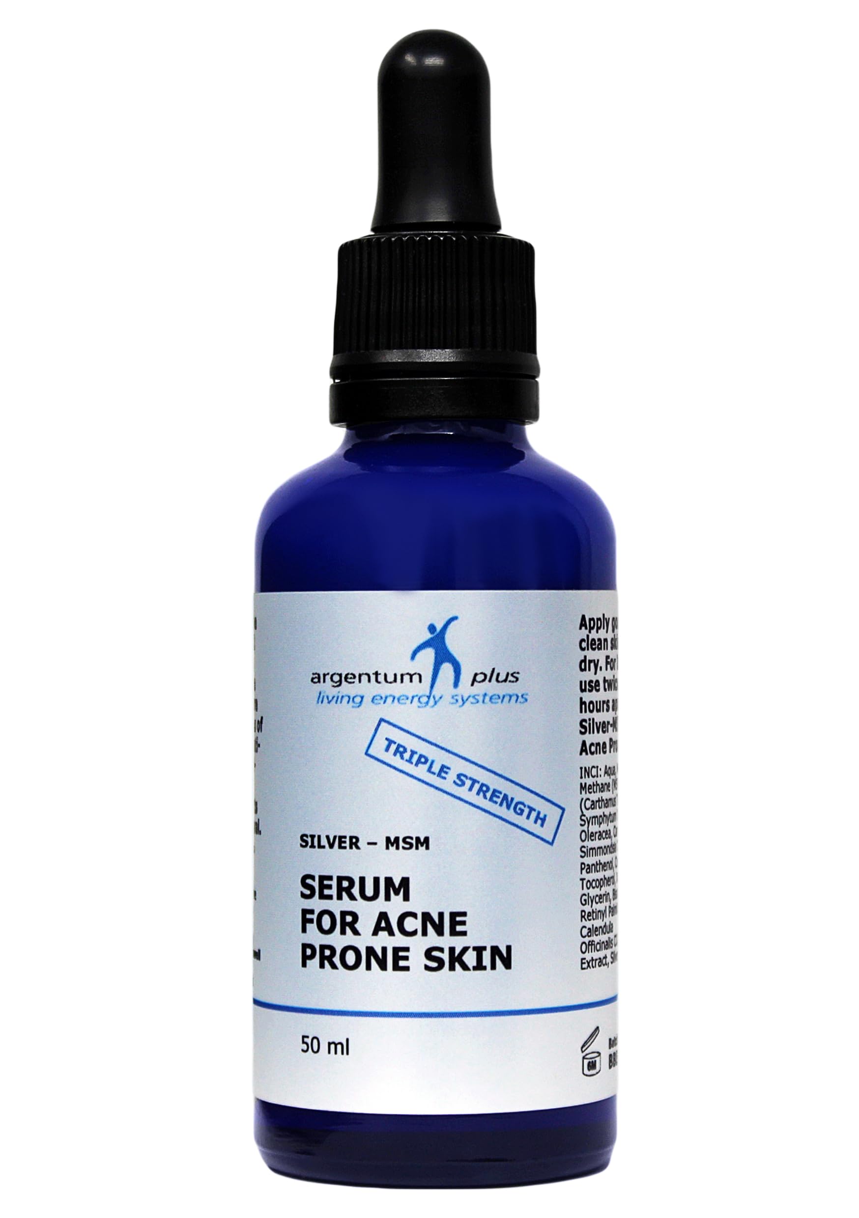 Triple Strength Silver-MSM Serum for Acne Prone Skin 50 ml dropper/pipette