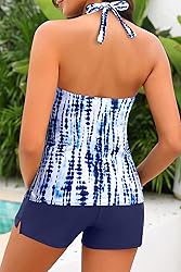 Women Tankini Swimsuit with Shorts - Halter Two