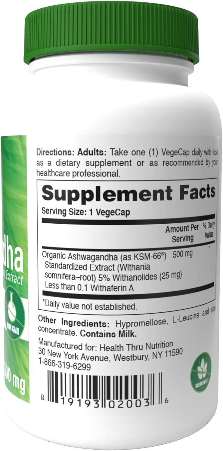 Ashwagandha 500mg Pure KSM66 (Clinically Proven and Root-Only Ashwagandha) 90 Vegecaps, Off-white, 90 count (Pack of 1) - Image 3