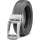 Founders & C Mens Ratchet Belt Leather Click 1 1/4" with Slide Buckle, Casual Dress Belt Adjustable