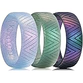 King Will Silicone Wedding Band for Men Women- 1.8mm Ultra Thin Ring 3 Packs in Dinasour Pattern, Hypoallergenic Rubber Ring