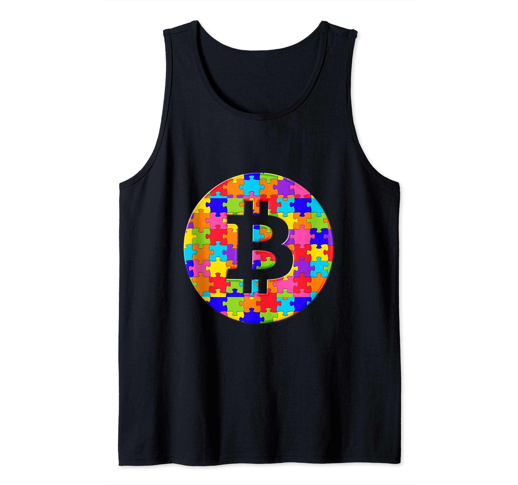 Bitcoin BT Crypto Digital Money Jigsaw Autism Puzzle Tank Top