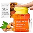 PLANTIFIQUE Kojic Acid and Turmeric Cleansing Pads with Ceramides, Niacinamide & Vitamin C - 60 Exfoliating Face Pads for Dar