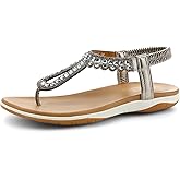 UBFEN Womens Flat Sandals Dress Braided T-Strap Thong Sandals with Arch Support Comfortable for Walking