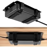 Universal Metal Laptop Charger Holder, Adjustable Under Desk Power Brick Mount Organizer for Charging Bricks &amp; Cables Space Saving Power Adapters Mount, Secure Supply Holder for Laptop Chargers,Black