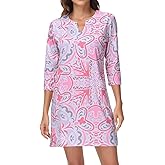 Lightbare Women’s 3/4 Sleeve Dress with Pockets UPF 50+ Casual Sun Dress Breathable Quick Dry for Beach Hiking Outdoors Party