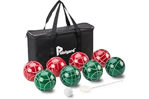 Pointyard Bocce Ball Set, 90mm Resin Bocce Ball Set with 8 Resin Bocce Balls/1 Pallino/Nylon Zippered Bag/Measuring Tape - Outdoor Lawn Games for Adults Family/Yard/Beach Game