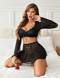 Avidlove Women's Sexy Contrast Lace Mesh Lingerie