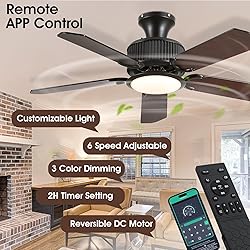 Surtime 44“Ceiling Fans with Lights-Low Profile