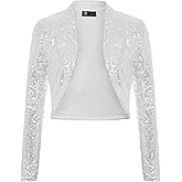 KANCY KOLE Women's Sequin Shrug Long Sleeve Open Front Cropped Bolero Jackets S-XXL