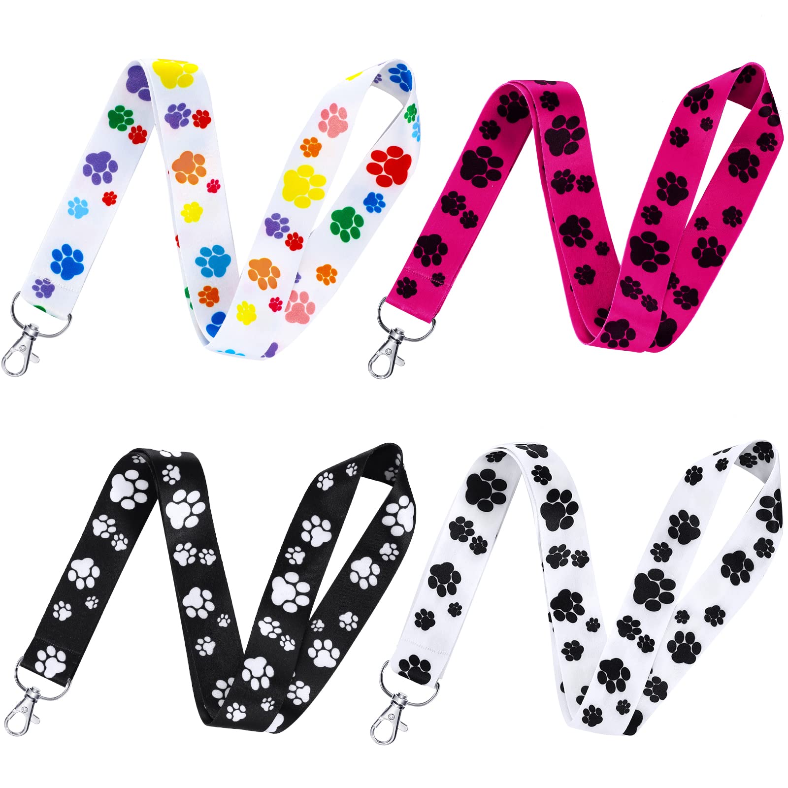 Photo 1 of Flutesan 12 Pcs Dog Paw Print Lanyards Keychain ID Badges Holder Cute Dog Lanyards 18.1 Inches Key Neck Chain with Ring for Women Men Teen Adults Office School Supplies, 4 Designs