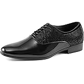 Amali Barnes Mens Dress Shoes Sparkly Glitter Encrusted Tuxedo Slip on Loafers for Men - The Original Smoking Men Dress Shoes Runs Large - GO 1/2 Size Down