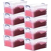 Superio Clear Storage Bins with Lids, 28.5 Quart BPA Free Plastic Containers, Transparent Boxes for Organizing, Stackable Cra