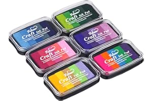 Fstaor Craft Large Ink Pad for Rubber Stamps, Washable Safe Stamp Pads for Kids, Non-Toxic, Set of 6 Pack DIY Multicolor Rainbow Ink Pads