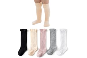 American Trends Baby Knee High Socks - Girls & Boys Newborn to Toddlers - Ruffled Tube Socks