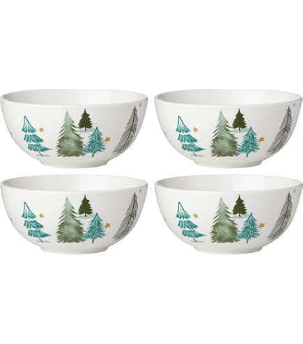 LENOX Bayberry 895259 - Set di 4 ciotole multiuso, in porcellana, colore: Rosso/Verde