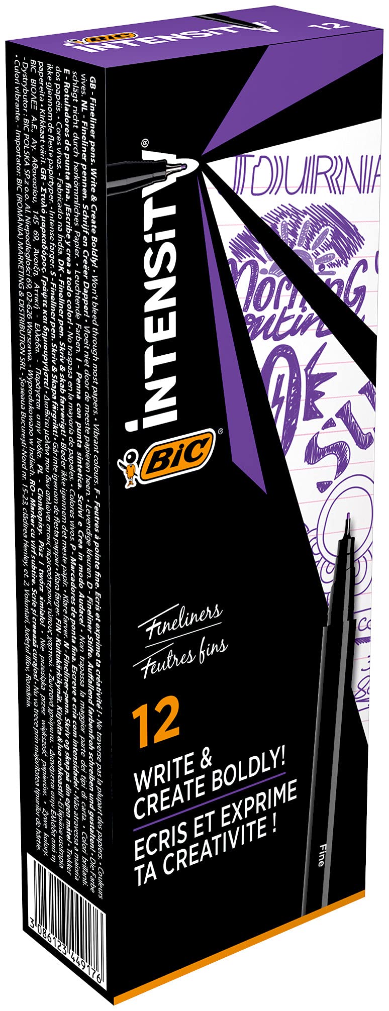 Bic Intensity Fineliner Pens Fine Tip Pens Ideal for Office, Home Office or School, Purple, Pack of 12