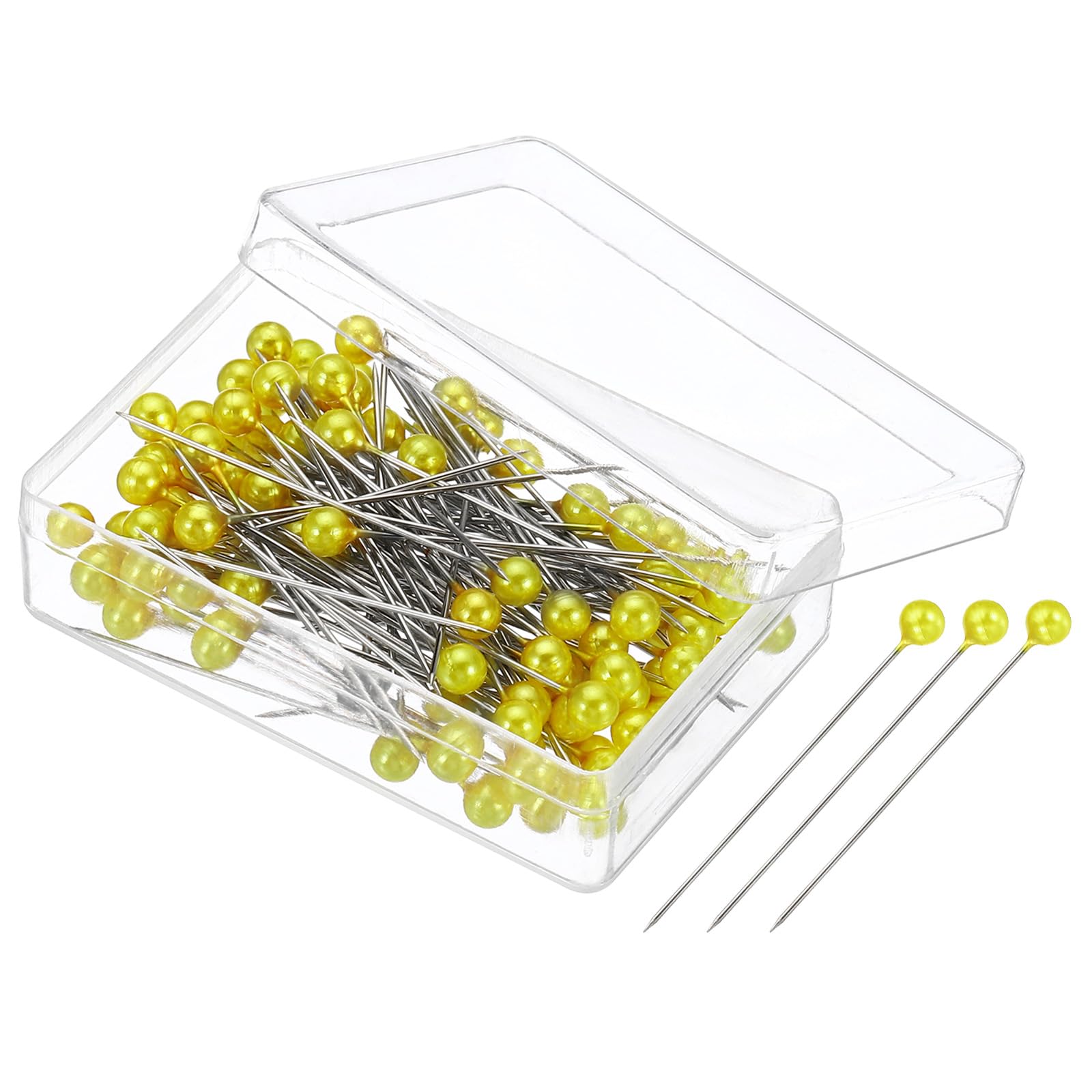 PATIKIL Sewing Pins, 400 Pcs 1.5 Inch Straight Pin with Plastic Pearlized Ball Head for Fabric, Decorative, Jewelry DIY, Craft and Sewing Project, Golden