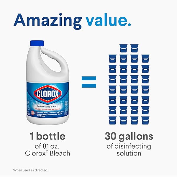 CLOROX DISINFECTING BLEACH, CONCENTRATED FORMULA, REGULAR – 81 FL OZ (PACK MAY VARY)